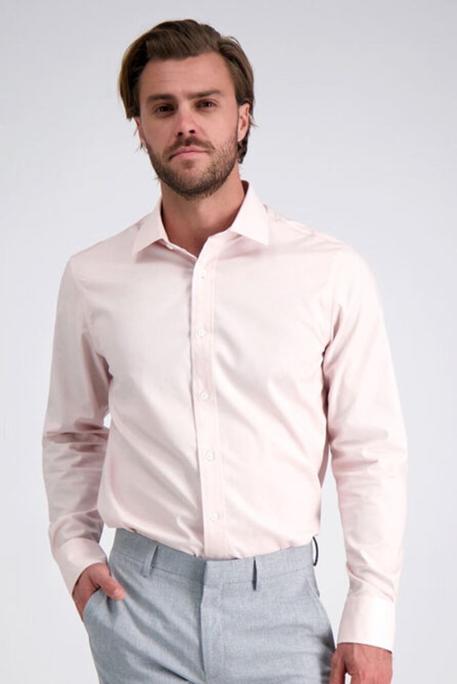 Haggar Slim Fit Light Pink Long Sleeve Button Down Shirt 17-17 1/2 34/35 2353
